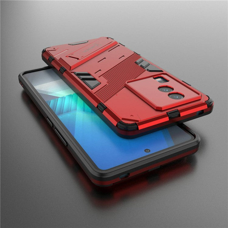 Hard PC Soft TPU Case for vivo iQOO Neo7 5G Protective Case Kickstand Cell Phone Cover - Red