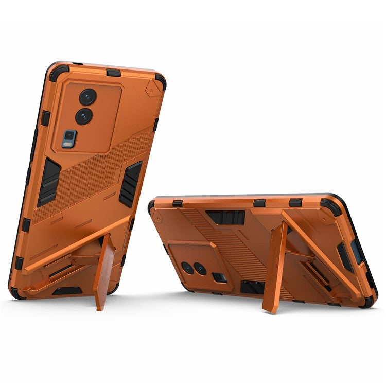 Hard PC Soft TPU Case for vivo iQOO Neo7 5G Protective Case Kickstand Cell Phone Cover - Orange