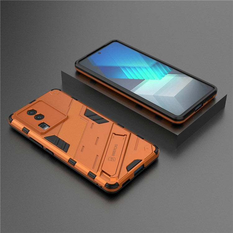 Hard PC Soft TPU Case for vivo iQOO Neo7 5G Protective Case Kickstand Cell Phone Cover - Orange