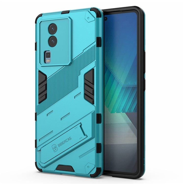 Hard PC Soft TPU Case for vivo iQOO Neo7 5G Protective Case Kickstand Cell Phone Cover - Baby Blue