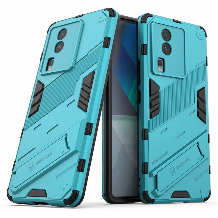 Hard PC Soft TPU Case for vivo iQOO Neo7 5G Protective Case Kickstand Cell Phone Cover - Baby Blue