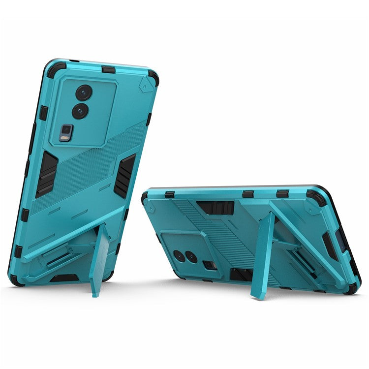 Hard PC Soft TPU Case for vivo iQOO Neo7 5G Protective Case Kickstand Cell Phone Cover - Baby Blue