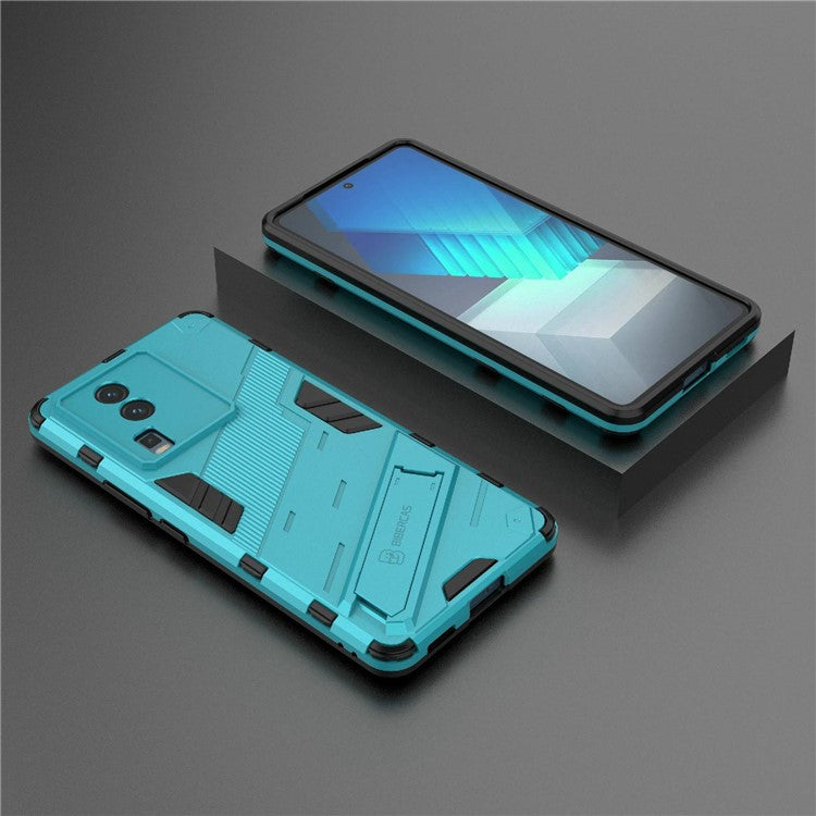 Hard PC Soft TPU Case for vivo iQOO Neo7 5G Protective Case Kickstand Cell Phone Cover - Baby Blue