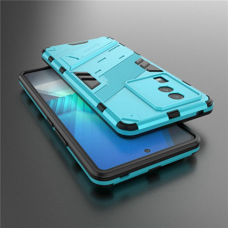 Hard PC Soft TPU Case for vivo iQOO Neo7 5G Protective Case Kickstand Cell Phone Cover - Baby Blue