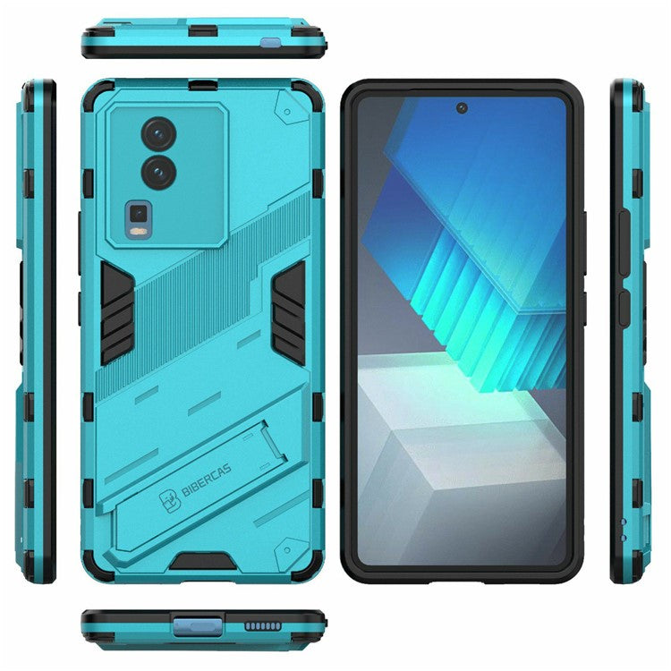 Hard PC Soft TPU Case for vivo iQOO Neo7 5G Protective Case Kickstand Cell Phone Cover - Baby Blue