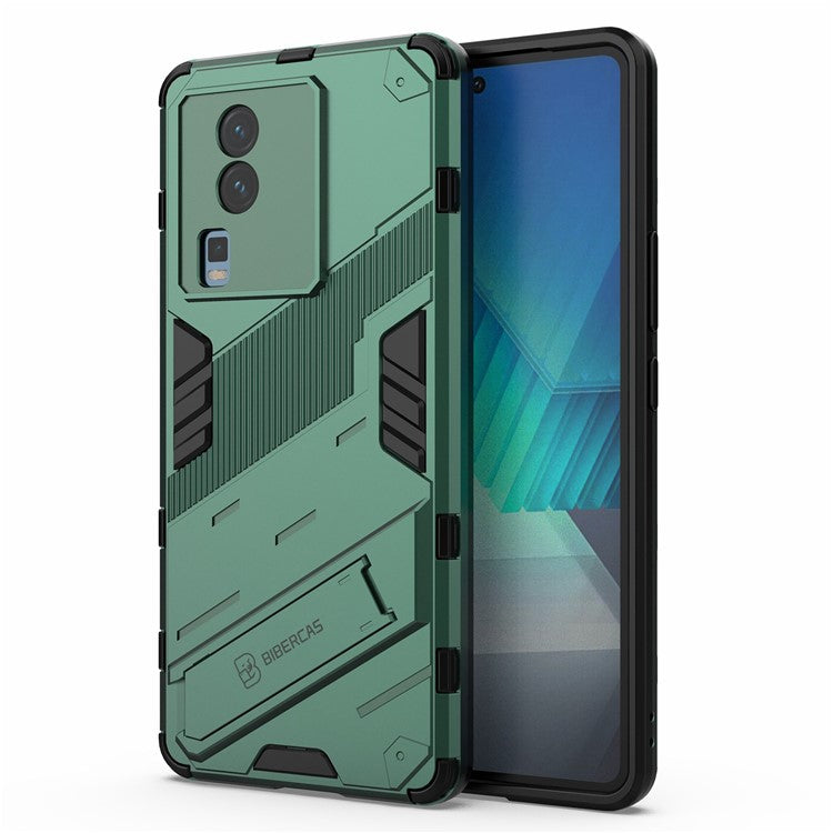 Hard PC Soft TPU Case for vivo iQOO Neo7 5G Protective Case Kickstand Cell Phone Cover - Green