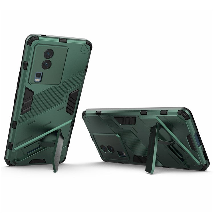 Hard PC Soft TPU Case for vivo iQOO Neo7 5G Protective Case Kickstand Cell Phone Cover - Green