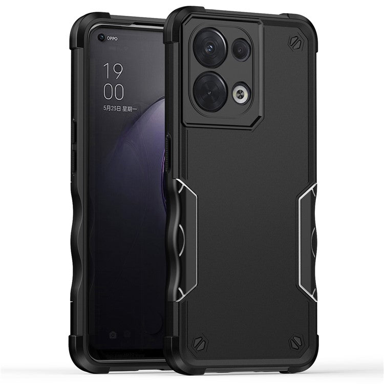 Shockproof Case for Oppo Reno8 5G (Global Version) Phone Case Anti-Drop Hard PC Soft TPU Protective Cover - Black