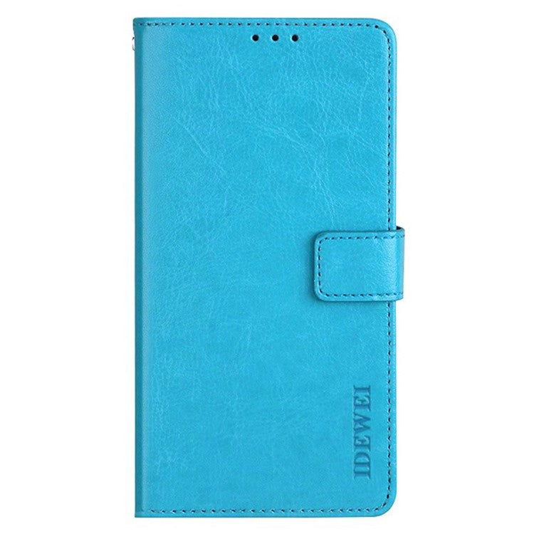 IDEWEI For vivo V21s 5G Stand Feature Crazy Horse Texture PU Leather Flip Wallet Cover Phone Shell Protective Case - Sky Blue