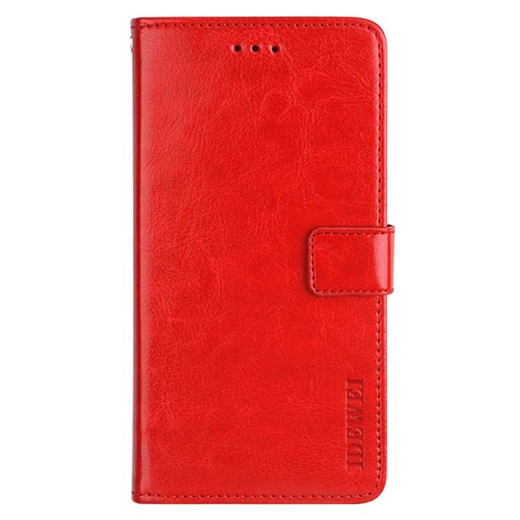 IDEWEI For vivo V21s 5G Stand Feature Crazy Horse Texture PU Leather Flip Wallet Cover Phone Shell Protective Case - Red