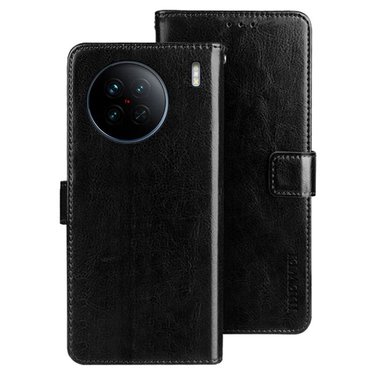 IDEWEI For vivo X90 5G Stand Feature Crazy Horse Texture PU Leather Flip Wallet Cover Phone Shell Anti-fall Protective Case - Black