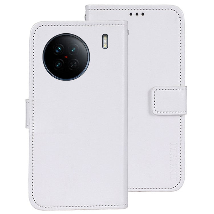 IDEWEI For vivo X90 5G Stand Feature Crazy Horse Texture PU Leather Flip Wallet Cover Phone Shell Anti-fall Protective Case - White