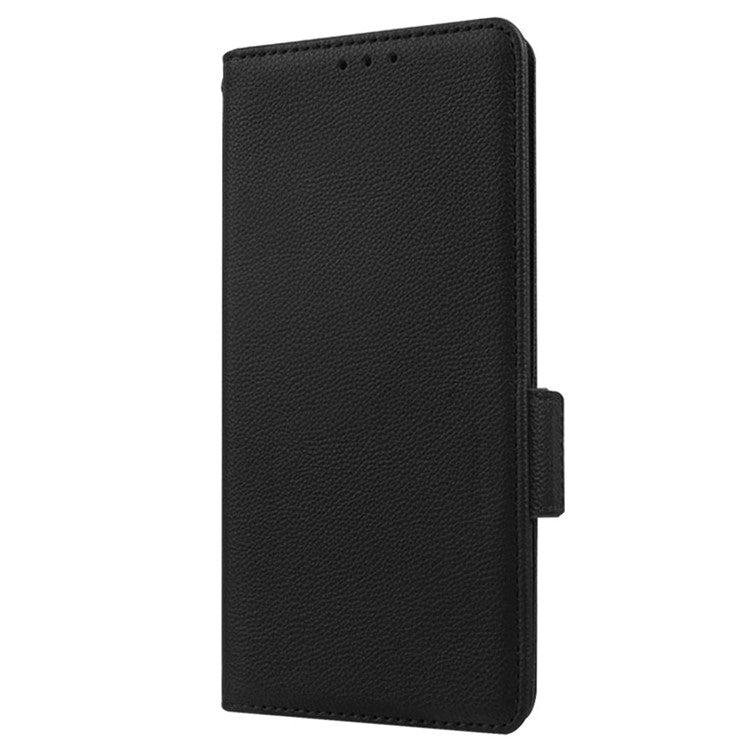 For vivo Y16 4G / Y02s 4G / Y35 5G / Y35m 5G / Y53t 5G / Y56 5G / iQOO Z7i / T2x (India) 5G Phone Case PU Leather Shockproof Flip Stand Magnetic Protective Cover Litchi Texture Wallet with Strap - Black