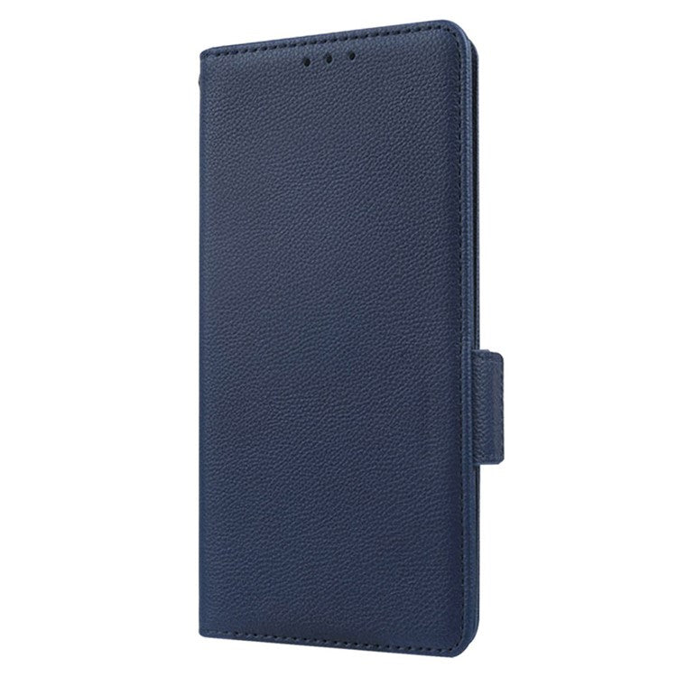 For vivo Y16 4G / Y02s 4G / Y35 5G / Y35m 5G / Y53t 5G / Y56 5G / iQOO Z7i / T2x (India) 5G Phone Case PU Leather Shockproof Flip Stand Magnetic Protective Cover Litchi Texture Wallet with Strap - Dark Blue