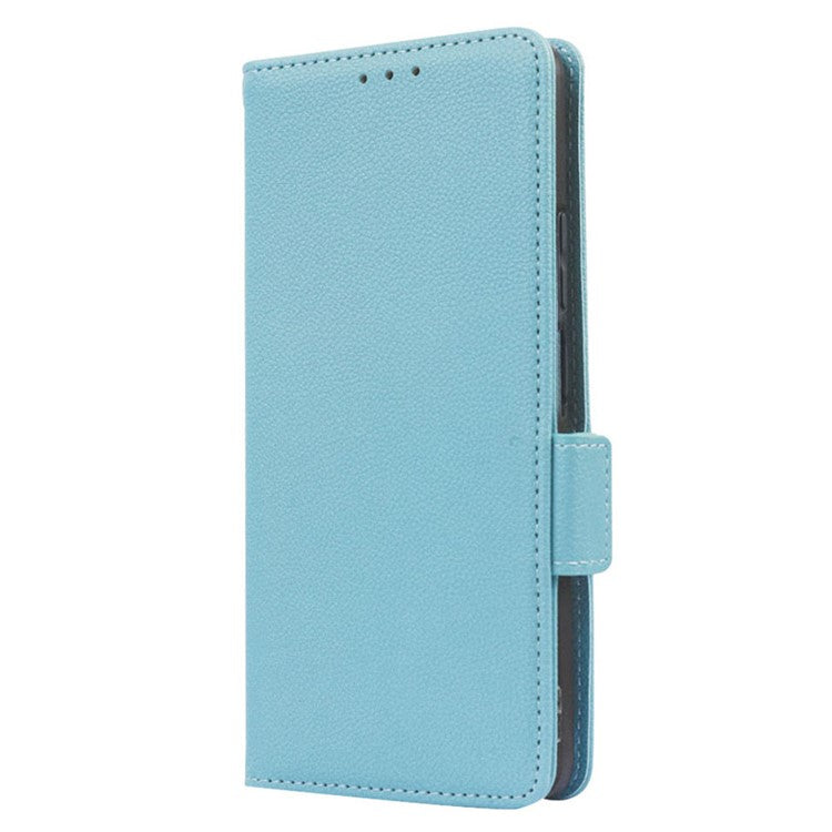 For vivo Y16 4G / Y02s 4G / Y35 5G / Y35m 5G / Y53t 5G / Y56 5G / iQOO Z7i / T2x (India) 5G Phone Case PU Leather Shockproof Flip Stand Magnetic Protective Cover Litchi Texture Wallet with Strap - Baby Blue