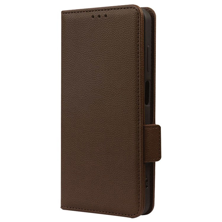 For vivo Y16 4G / Y02s 4G / Y35 5G / Y35m 5G / Y53t 5G / Y56 5G / iQOO Z7i / T2x (India) 5G Phone Case PU Leather Shockproof Flip Stand Magnetic Protective Cover Litchi Texture Wallet with Strap - Brown