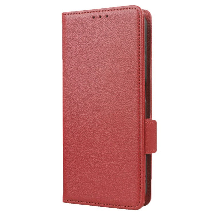 For vivo Y16 4G / Y02s 4G / Y35 5G / Y35m 5G / Y53t 5G / Y56 5G / iQOO Z7i / T2x (India) 5G Phone Case PU Leather Shockproof Flip Stand Magnetic Protective Cover Litchi Texture Wallet with Strap - Red