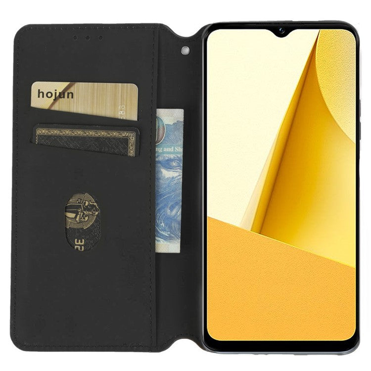 For vivo Y16 4G / Y02s 4G / Y35 5G / Y35m 5G / Y53t 5G / Y56 5G / iQOO Z7i / T2x (India) 5G Stand Wallet Phone Case, Full Coverage Imprinted Rhombus Pattern PU Leather Magnetic Auto-absorbed Folio Flip Cover - Red