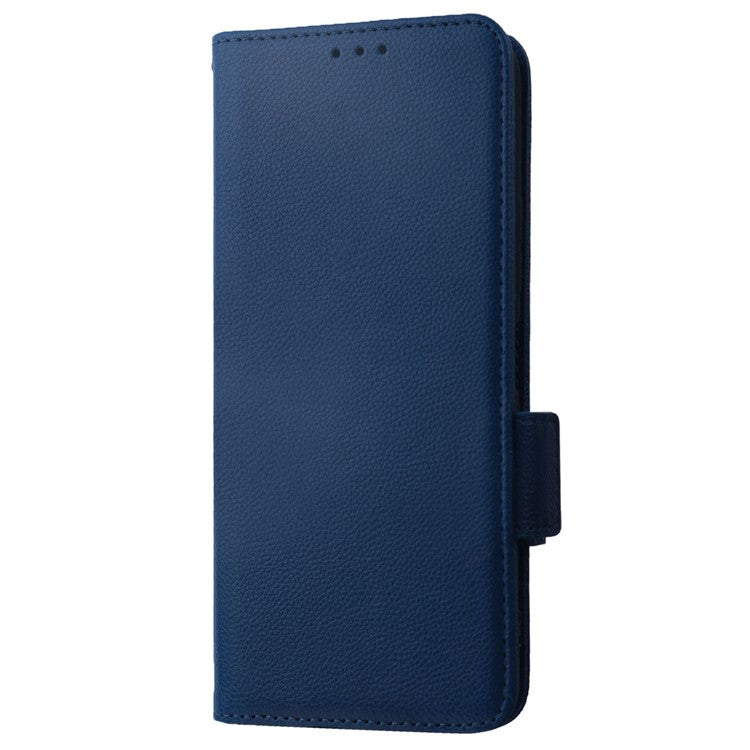 For vivo V25 5G / V25e 4G / X80 Lite 5G Litchi Texture Wallet Phone Case PU Leather Flip Stand Dual Magnetic Clasp Protective Cover with Strap - Dark Blue