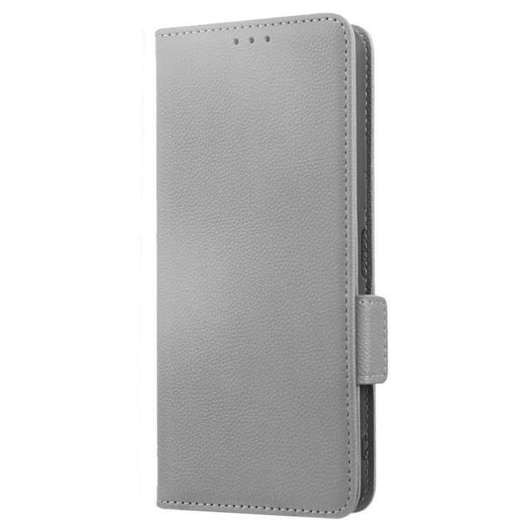 For vivo V25 5G / V25e 4G / X80 Lite 5G Litchi Texture Wallet Phone Case PU Leather Flip Stand Dual Magnetic Clasp Protective Cover with Strap - Grey