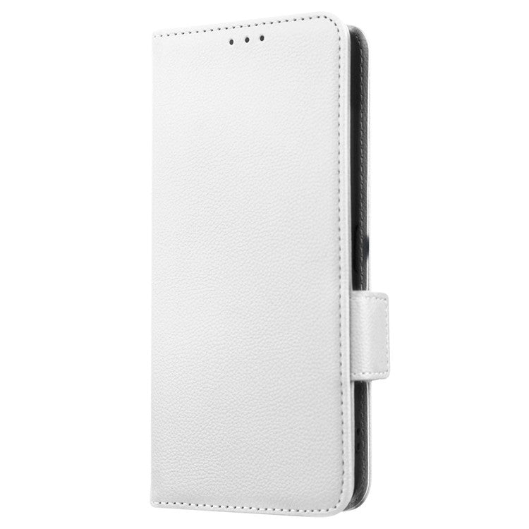 For vivo V25 5G / V25e 4G / X80 Lite 5G Litchi Texture Wallet Phone Case PU Leather Flip Stand Dual Magnetic Clasp Protective Cover with Strap - White