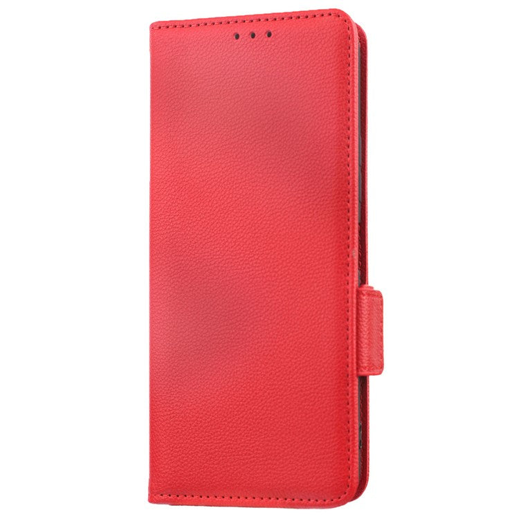 For vivo V25 5G / V25e 4G / X80 Lite 5G Litchi Texture Wallet Phone Case PU Leather Flip Stand Dual Magnetic Clasp Protective Cover with Strap - Red