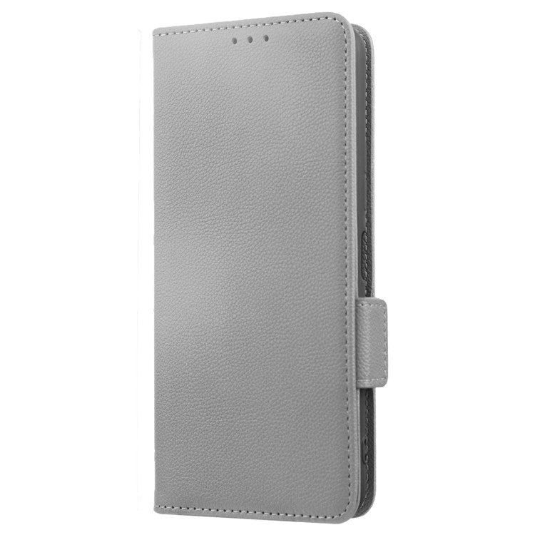 For vivo Y22 4G / Y22s 4G / Y35 4G (2022) Magnetic Phone Cover Litchi Texture Wallet Adjustable Stand PU Leather Flip Phone Case with Strap - Grey