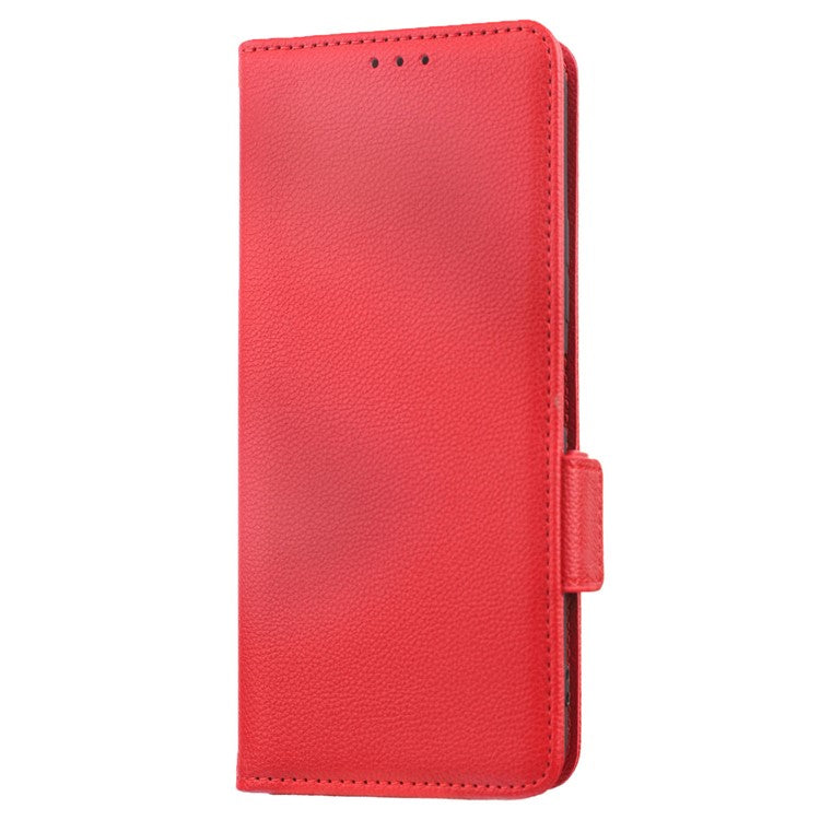 For vivo Y22 4G / Y22s 4G / Y35 4G (2022) Magnetic Phone Cover Litchi Texture Wallet Adjustable Stand PU Leather Flip Phone Case with Strap - Red