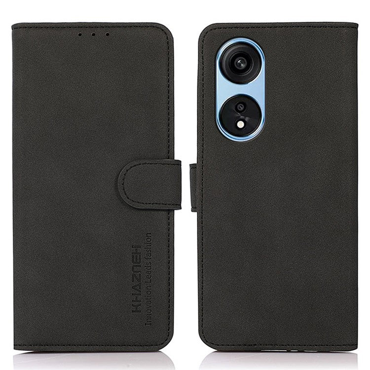 KHAZNEH PU Leather Phone Case for Oppo A1 Pro 5G / Reno8 T 5G, Textured Anti-Scratch Magnetic Wallet Phone Cover with Stand - Black