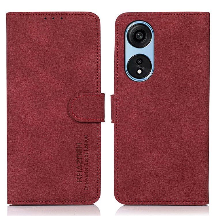 KHAZNEH PU Leather Phone Case for Oppo A1 Pro 5G / Reno8 T 5G, Textured Anti-Scratch Magnetic Wallet Phone Cover with Stand - Red