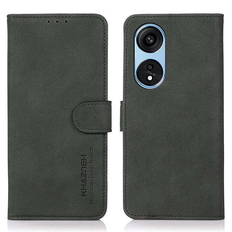 KHAZNEH PU Leather Phone Case for Oppo A1 Pro 5G / Reno8 T 5G, Textured Anti-Scratch Magnetic Wallet Phone Cover with Stand - Green