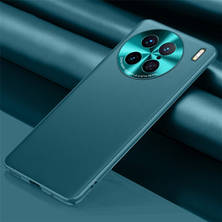 For vivo X90 Pro 5G PU Leather Coated TPU + PC Shockproof Protective Case Anti-Fall Metal Lens Design Phone Cover - Green