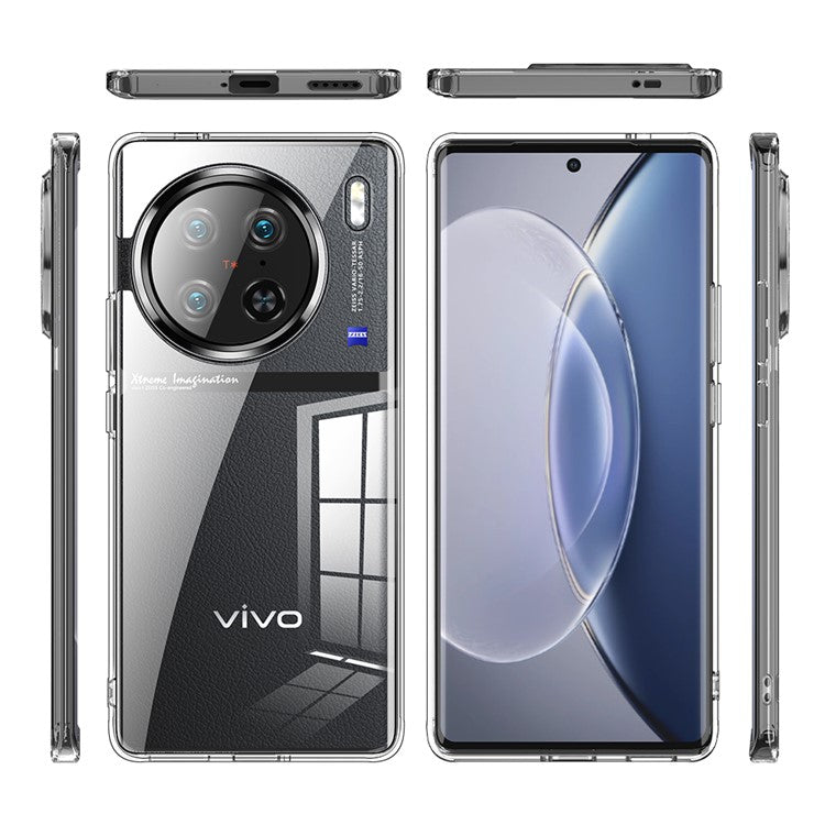 For vivo X90 Pro 5G Hard PC Soft TPU High Impact Protective Phone Case Comfort Grip Anti-slip Cover - Transparent