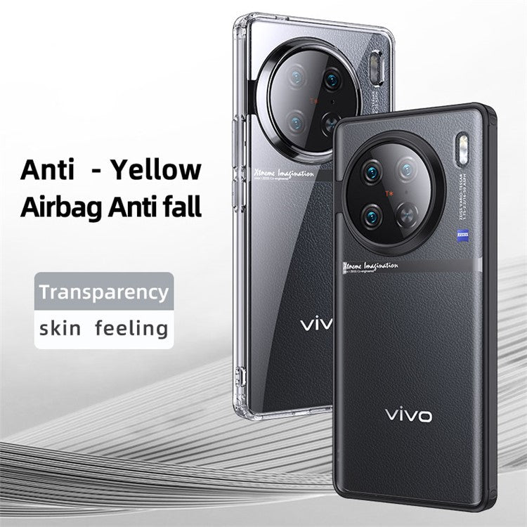 For vivo X90 Pro 5G Hard PC Soft TPU High Impact Protective Phone Case Comfort Grip Anti-slip Cover - Transparent