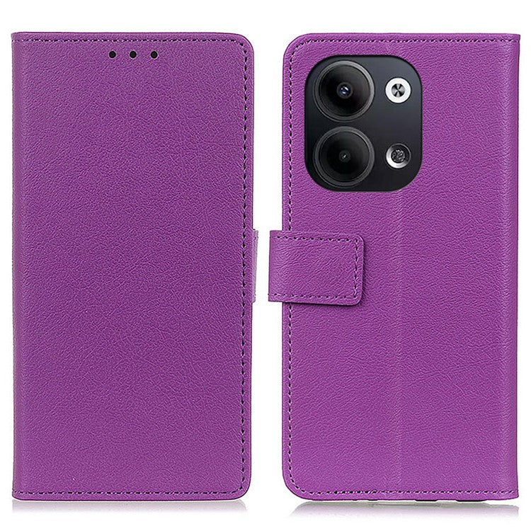 Textured Phone Case for Oppo Reno9 5G / Reno9 Pro 5G, PU Leather Stand Shell Folio Flip Wallet Cover - Purple