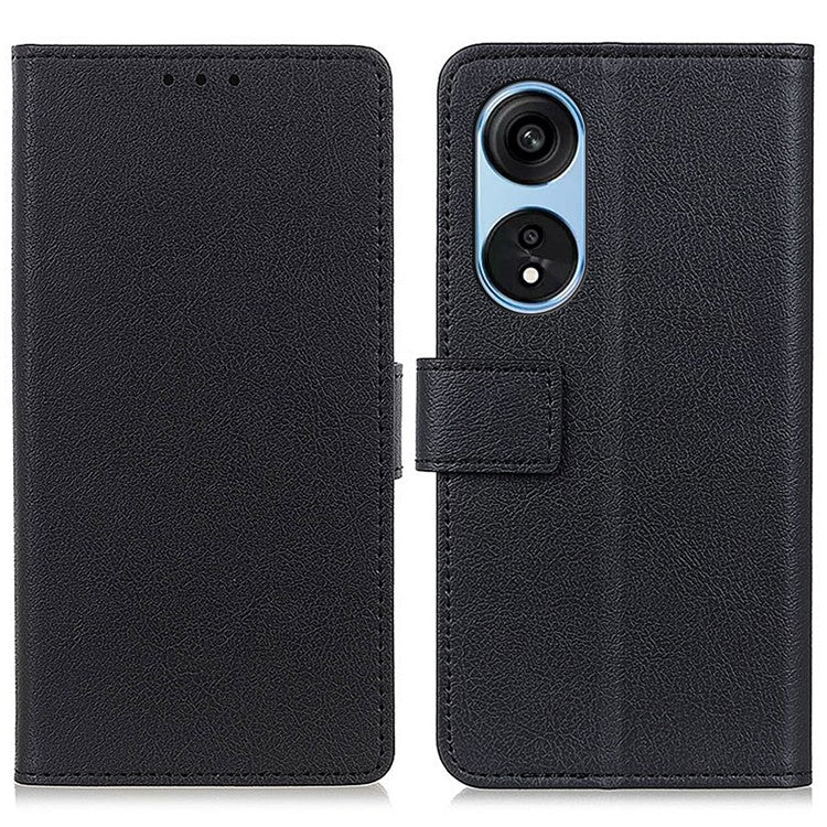 Textured Phone Case for Oppo A1 Pro 5G / Reno8 T 5G, Full Coverage PU Leather Stand Shell Folio Flip Wallet Cover - Black