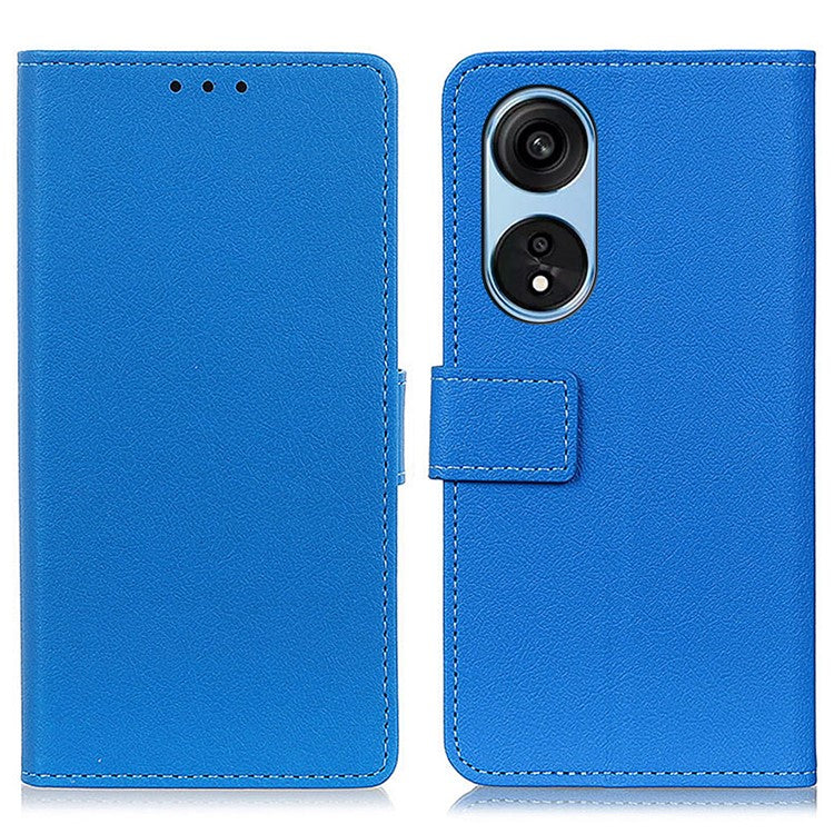 Textured Phone Case for Oppo A1 Pro 5G / Reno8 T 5G, Full Coverage PU Leather Stand Shell Folio Flip Wallet Cover - Blue