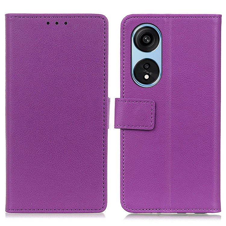 Textured Phone Case for Oppo A1 Pro 5G / Reno8 T 5G, Full Coverage PU Leather Stand Shell Folio Flip Wallet Cover - Purple