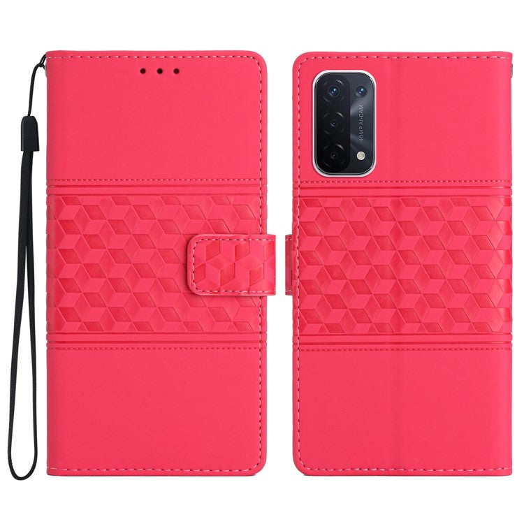 Phone Cover for Oppo A74 5G / A54 5G / A93 5G, Skin-touch Feeling Wallet Retro Imprinted Pattern Stand Leather Drop-proof Mobile Phone Case - Rose