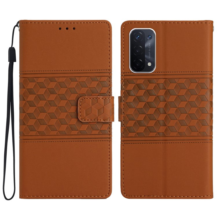 Phone Cover for Oppo A74 5G / A54 5G / A93 5G, Skin-touch Feeling Wallet Retro Imprinted Pattern Stand Leather Drop-proof Mobile Phone Case - Brown