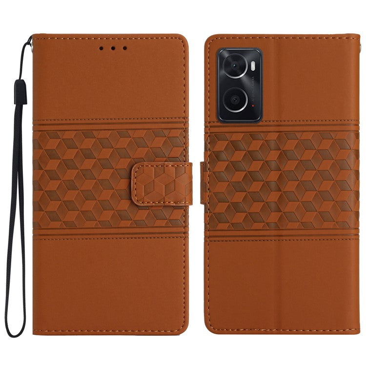 Shockproof Phone Cover for Oppo A76 / A36 / A96 4G, Skin-touch Feeling Wallet Stand Retro Imprinted Pattern Flip Leather Phone Case - Brown