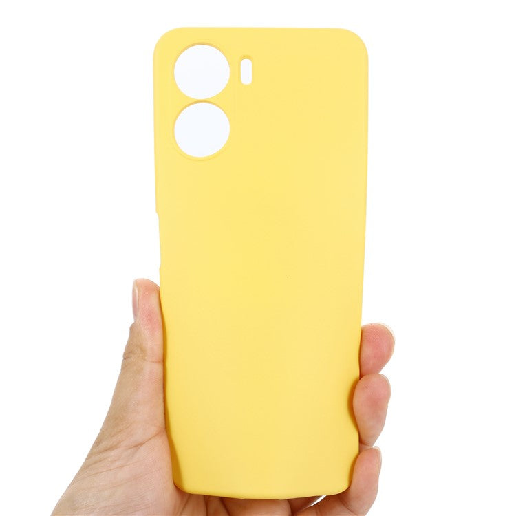 For vivo Y16 4G Phone Case, Liquid Silicone + Soft Lining Protective Back Cover with Strap - Yellow