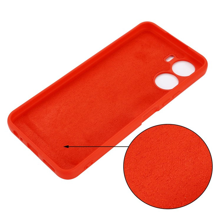 For vivo Y16 4G Phone Case, Liquid Silicone + Soft Lining Protective Back Cover with Strap - Red