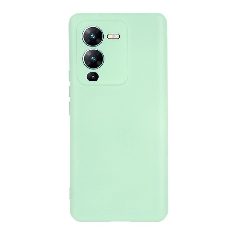 Phone Case for vivo V25 Pro 5G, Liquid Silicone + Soft Lining Protective Back Cover with Strap - Green