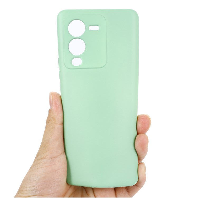 Phone Case for vivo V25 Pro 5G, Liquid Silicone + Soft Lining Protective Back Cover with Strap - Green