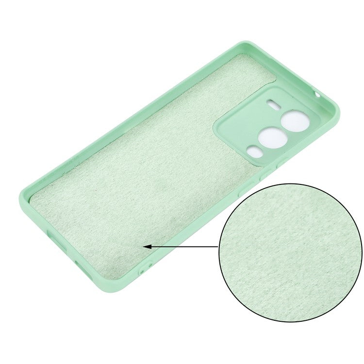 Phone Case for vivo V25 Pro 5G, Liquid Silicone + Soft Lining Protective Back Cover with Strap - Green