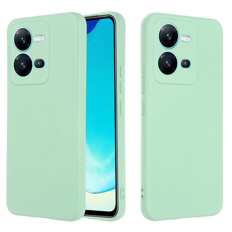 Protective Phone Case for vivo V25 5G / V25e 4G / X80 Lite 5G, Shock-absorbing Liquid Silicone Back Cover with Strap - Green