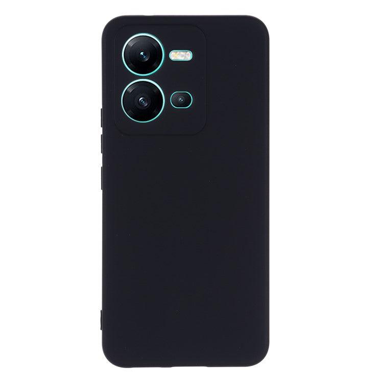 Protective Phone Case for vivo V25 5G / V25e 4G / X80 Lite 5G, Shock-absorbing Liquid Silicone Back Cover with Strap - Black