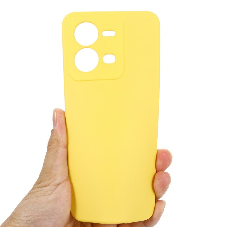 Protective Phone Case for vivo V25 5G / V25e 4G / X80 Lite 5G, Shock-absorbing Liquid Silicone Back Cover with Strap - Yellow