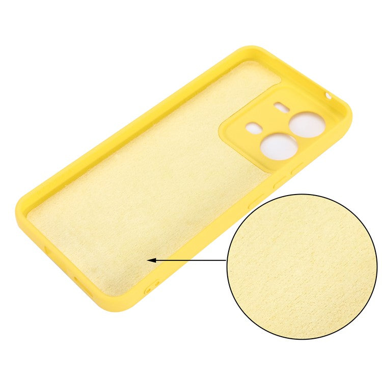 Protective Phone Case for vivo V25 5G / V25e 4G / X80 Lite 5G, Shock-absorbing Liquid Silicone Back Cover with Strap - Yellow